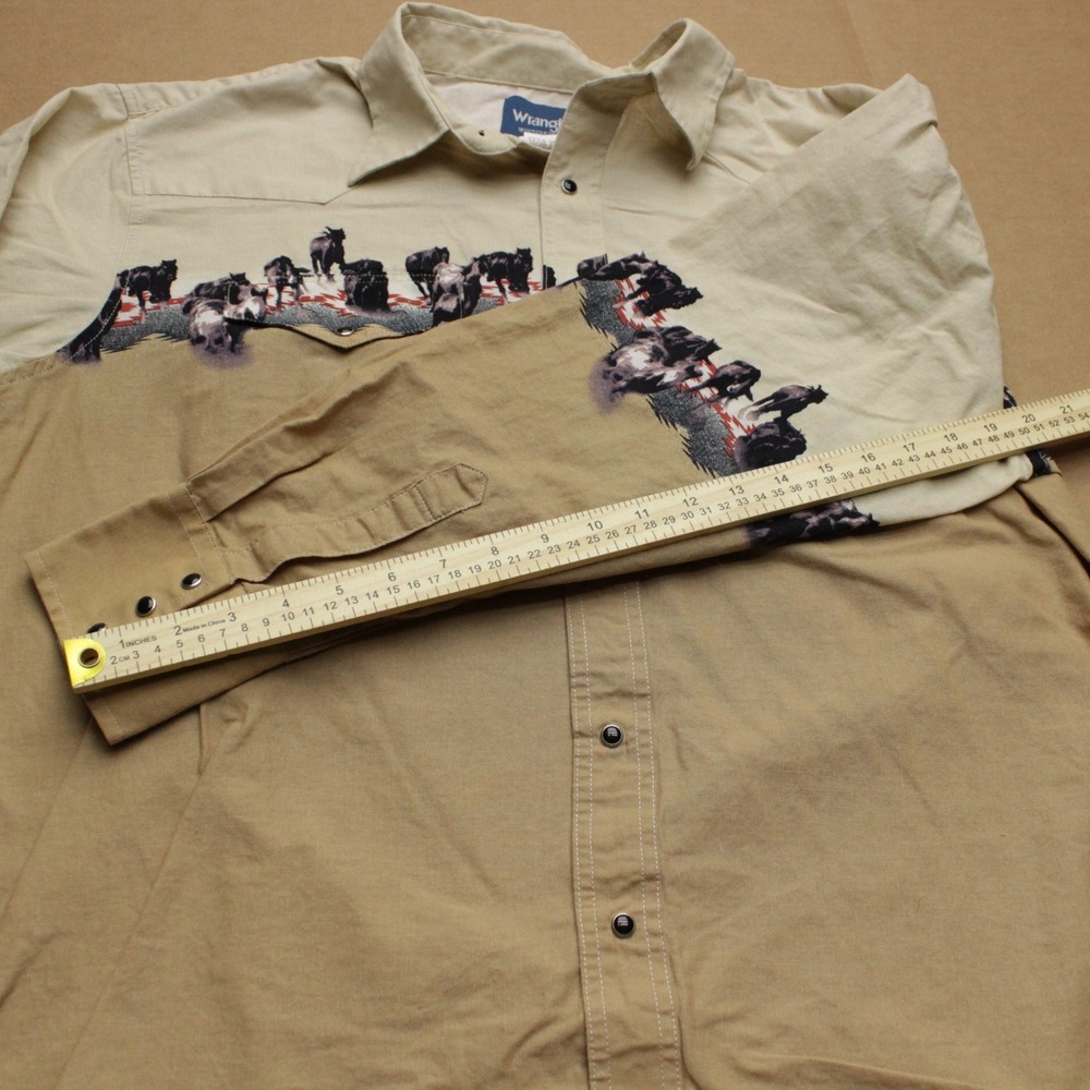 Wrangler Western Shirt Mens Sz XL Horse Wraparound Horse Aztec Pearl Snap Cowboy - Picture 5 of 8